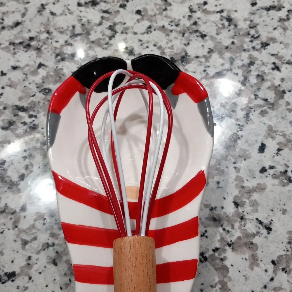 CWC 3-pc. Holiday Baking Tools Set In Red / White Spoon Rest| Spatula | Wihisk